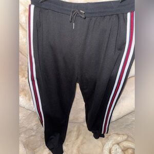 Stylish Black Track Pants with Striped Detail